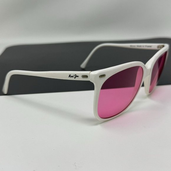 Vintage Maui Jim 001 Nylon Sunglasses White Pink Lenses France Rare main image 16